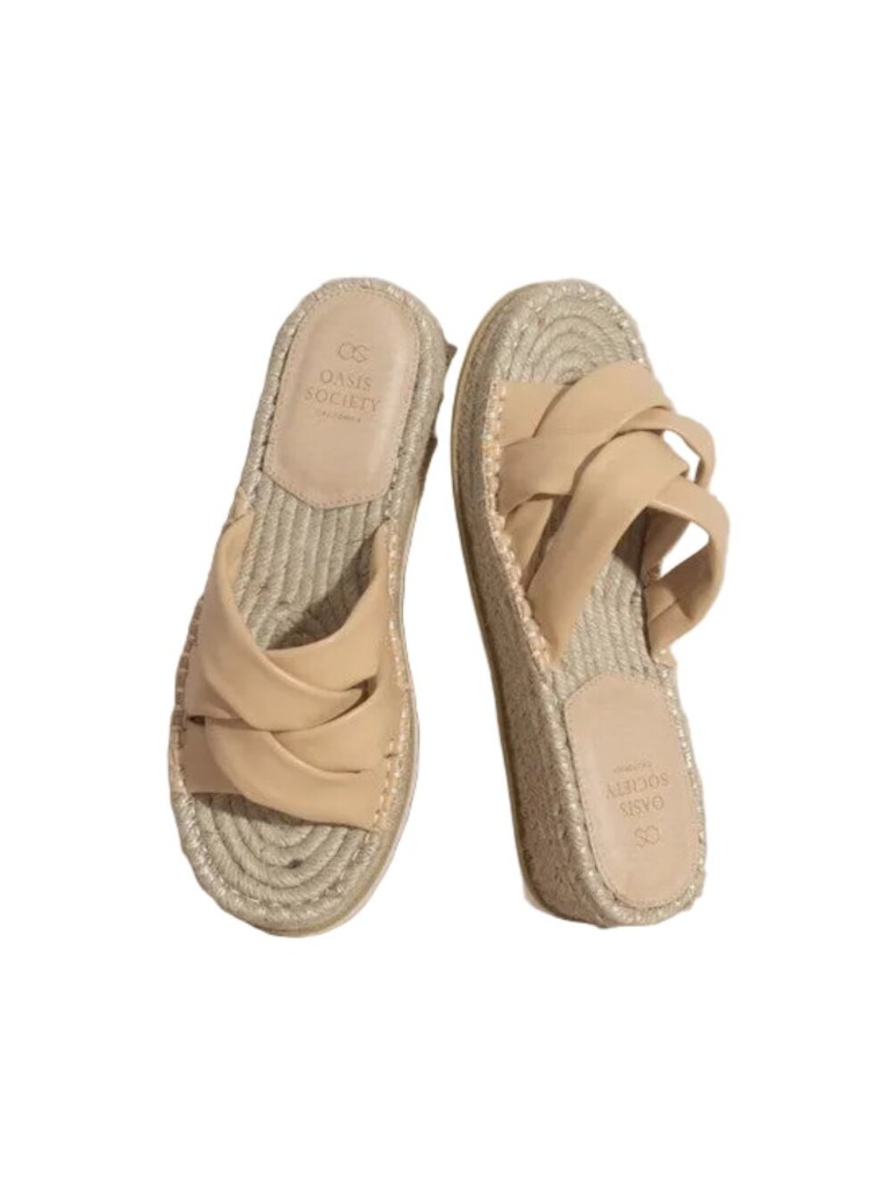 Size 8 Oasis Society Rebel Beige Criss Cross Platform Espadrille Sandals - Picture 5 of 5